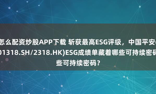 怎么配资炒股APP下载 斩获最高ESG评级，中国平安(601318.SH/2318.HK)ESG成绩单藏着哪些可持续密码？
